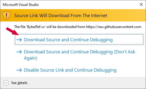 Download Source and Continue Debugging